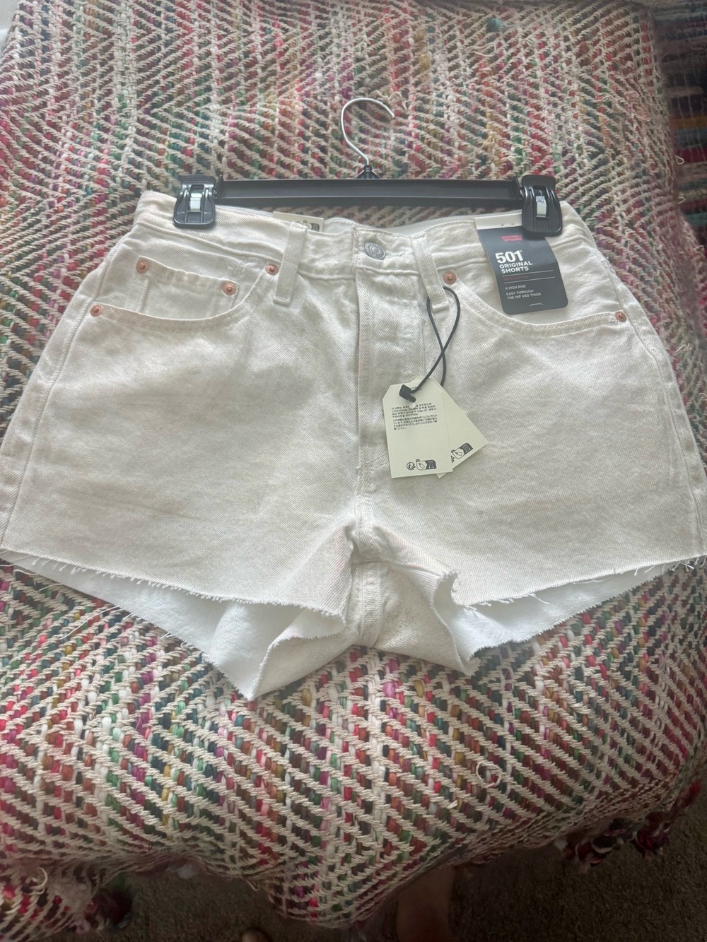 Levi's Premium 501 Original Metallic Gold Foil Cutoff Shorts NWT Size 27